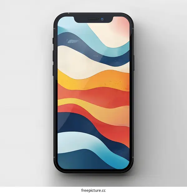 Abstract Phone Wallpaper with Colorful Waves