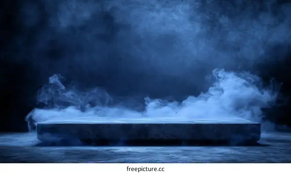 Abstract Blue Foggy Concrete Platform