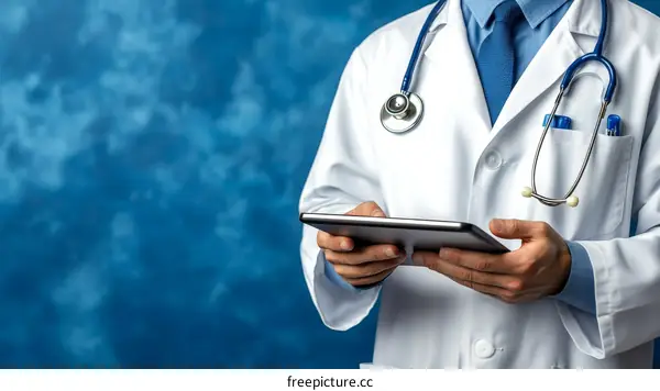 Doctor Using Digital Tablet in Clinic