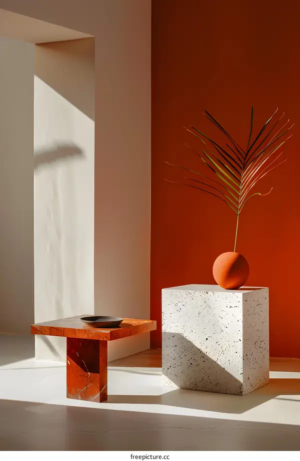 Minimalist Interior Design with Orange and White Color Palette