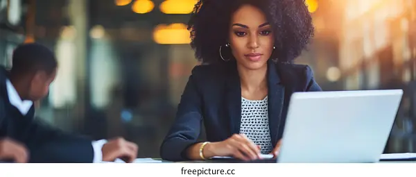African American Business Woman Using Laptop