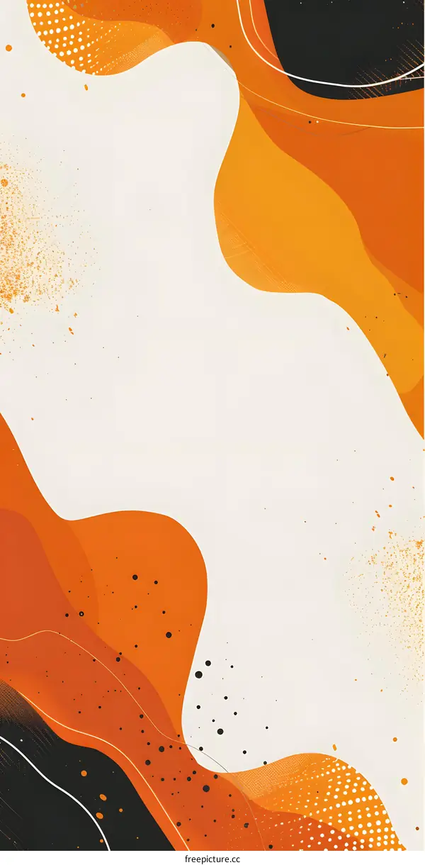 Abstract Background with Orange and Black Waves