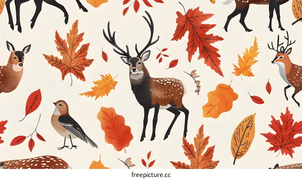 Autumn Leaves Deer Pattern