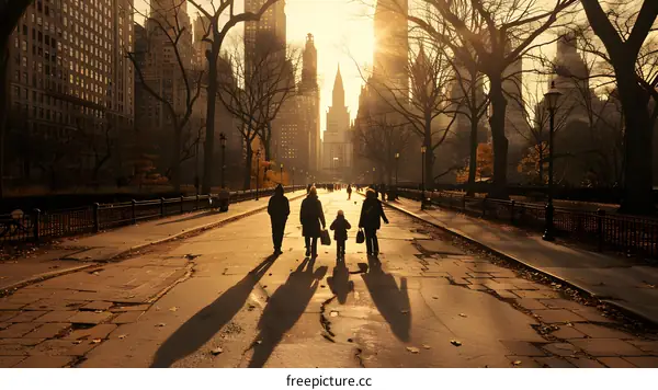 Family Walking Through Central Park in New York City