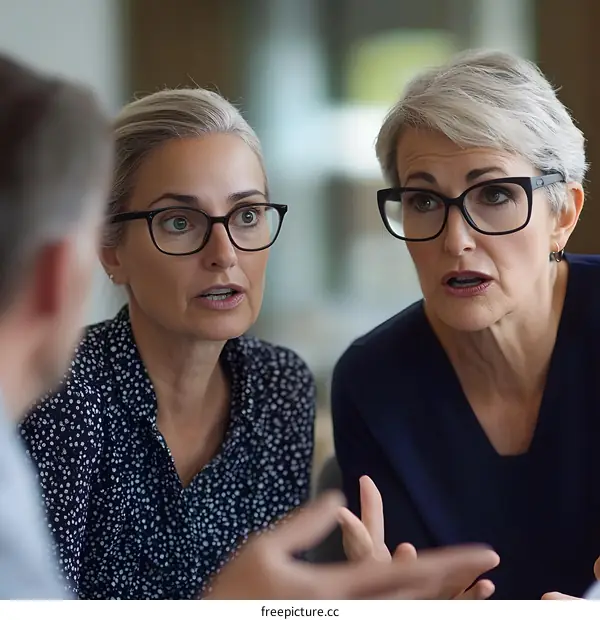 Group of Three People Discussing In Meeting