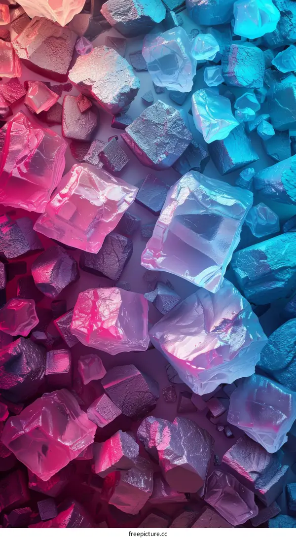 Abstract Blue and Pink Crystal Rock Background