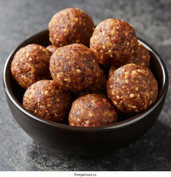 Homemade healthy no bake energy balls with nuts and seeds