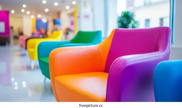 Colorful Waiting Area Chairs in a Modern Interior
