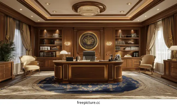Luxury Classic Wooden Office Interior Design