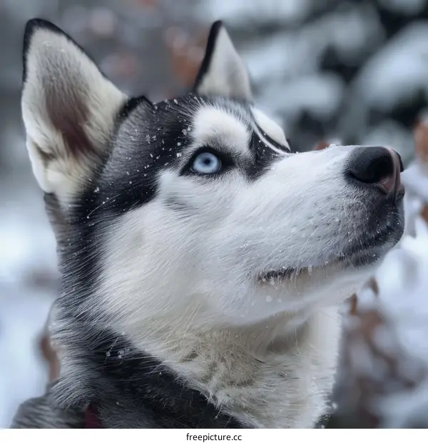 Charming Siberian Husky Gazing Towards Heavenly Expanse