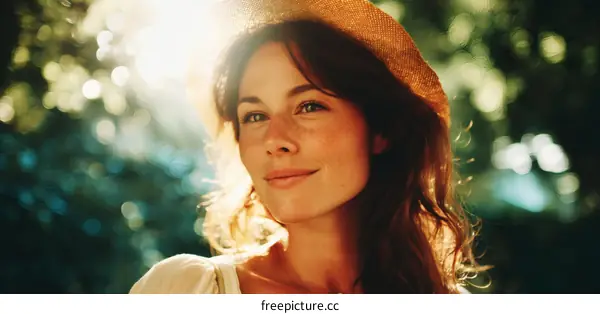 Beautiful Woman Outdoors in Sunlight