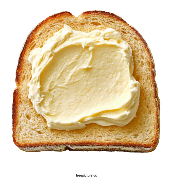 [Transparent Background PNG]Butter Spread on Bread Slice Closeup