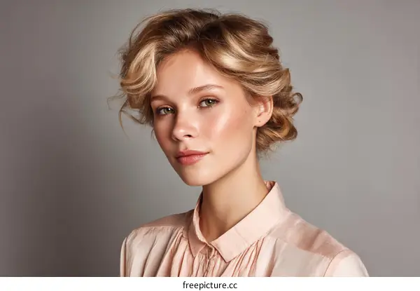 Elegant Woman with Romantic Hairstyle Portrait