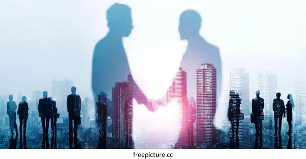 Business Partnership in Modern City Skyline