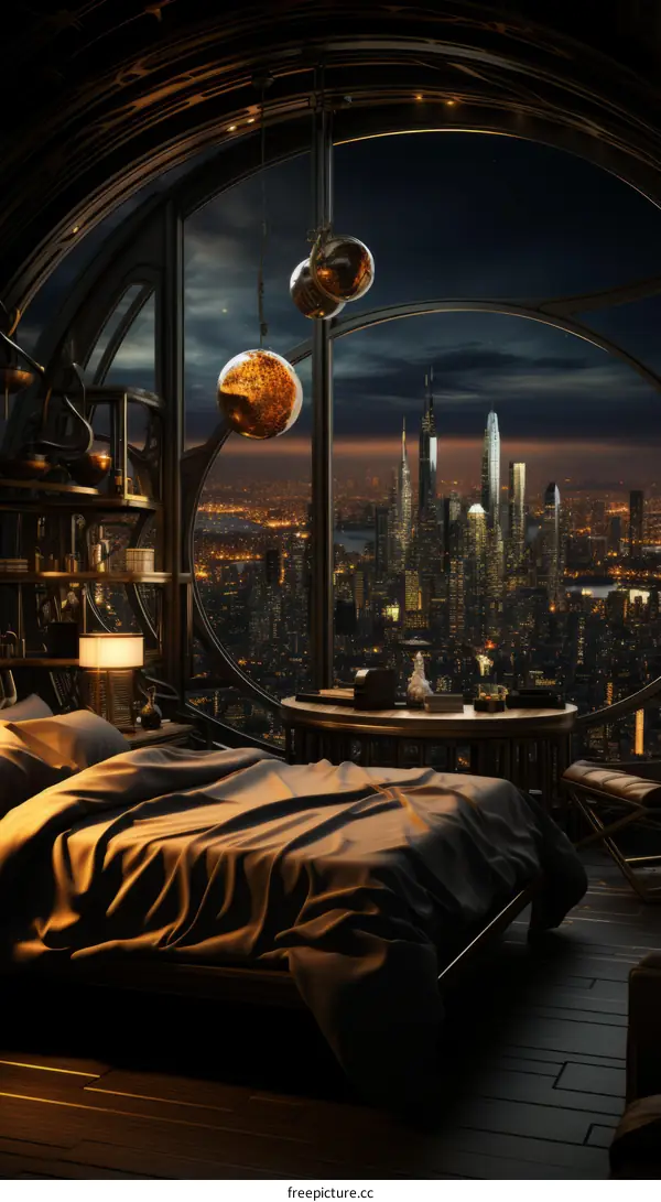 Futuristic Cityscape Bedroom Interior Design
