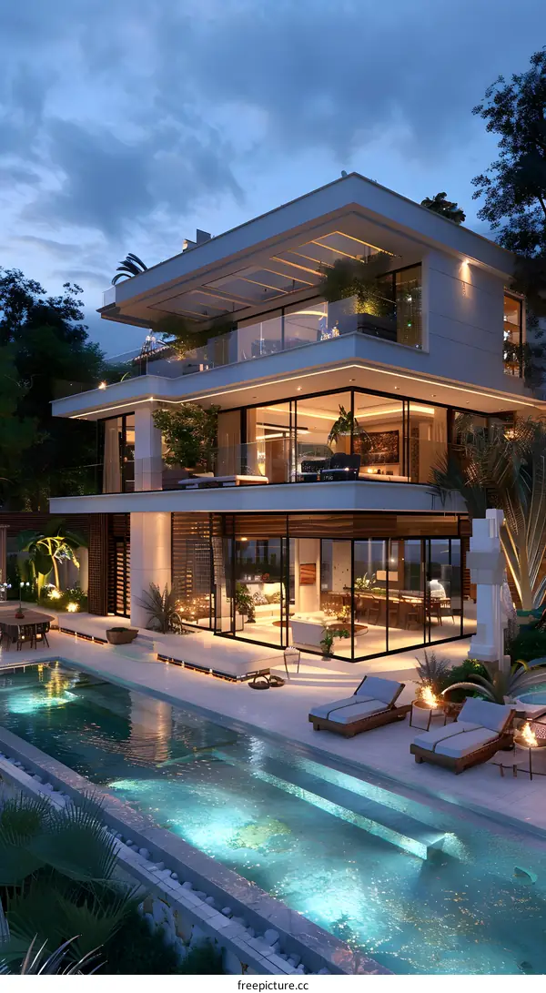 Modern luxury house with pool