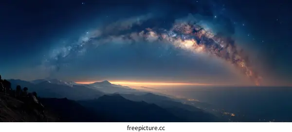 Milky Way Over Mountain Range Panorama