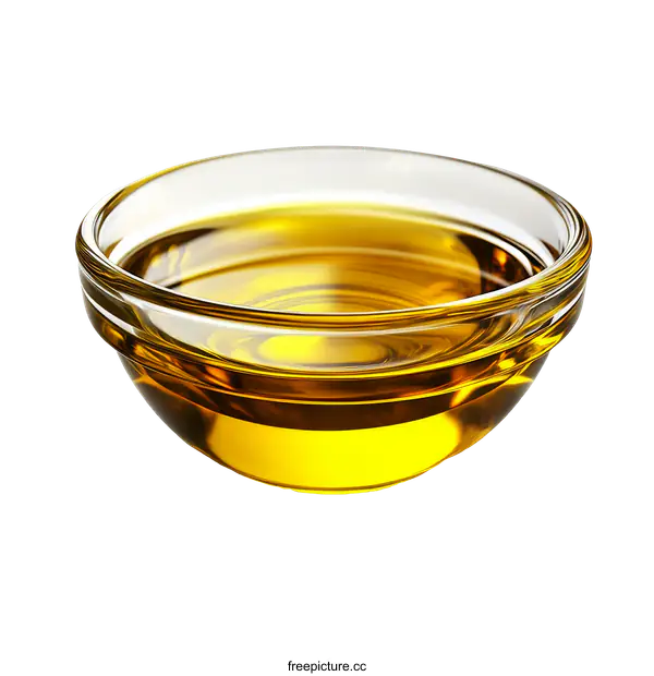 [Transparent Background PNG]Clear Glass Bowl of Golden Oil