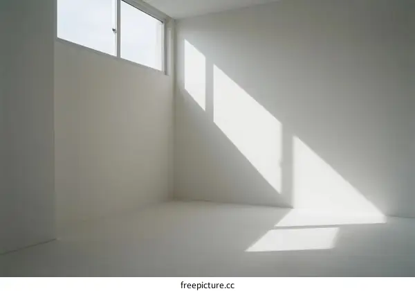 Bright and empty room with sunlight streaming in through windows