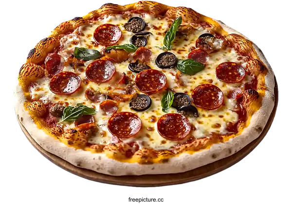 [Transparent Background PNG]Delicious Pizza with Pepperoni and Toppings