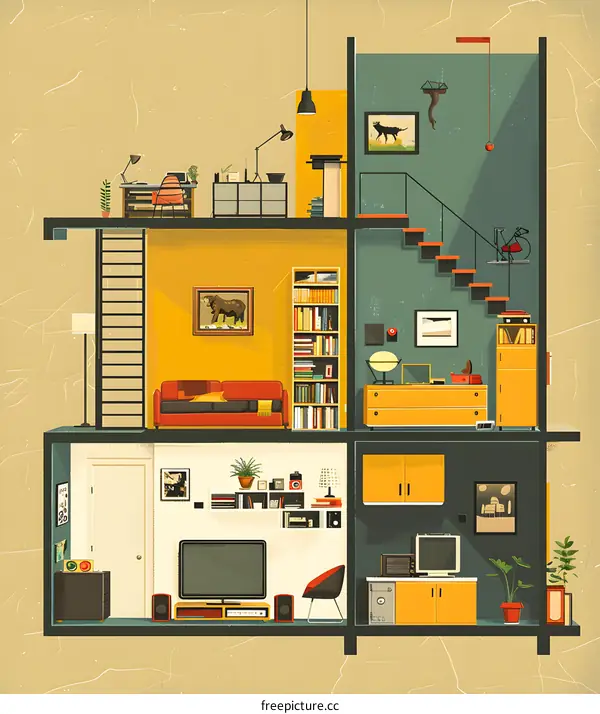 Modern House Interior Design Illustration