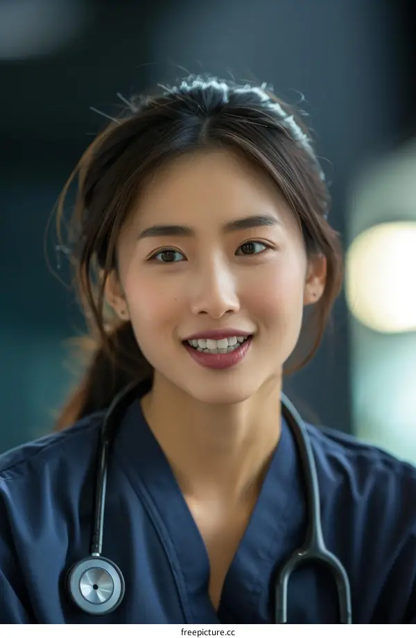 Portrait of a young Asian female doctor smiling