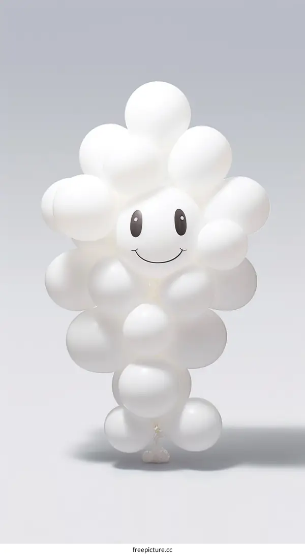 A smiling white balloon figure