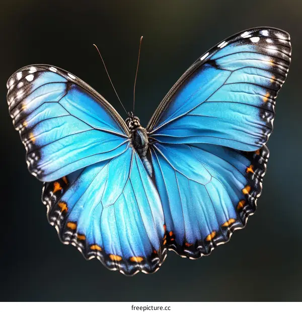 A Beautiful Blue Morpho Butterfly in Flight