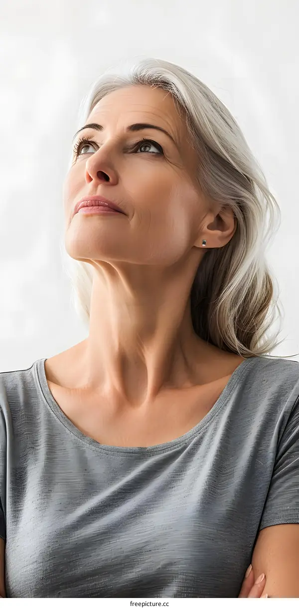 Portrait of a Mature Woman Looking Up