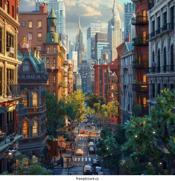 Charming City Street Scene Illustration