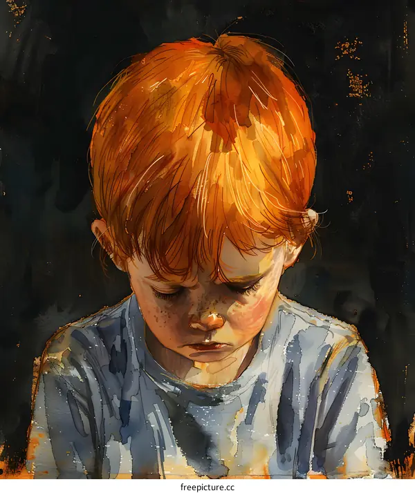 portrait of a boy with red hair and freckles
