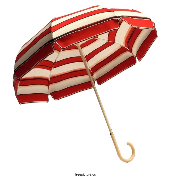 [Transparent Background PNG]Striped Red and White Beach Umbrella