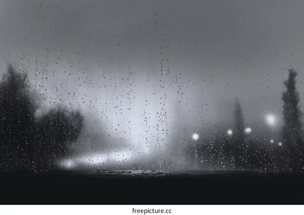 Rainy Night View Through a Window