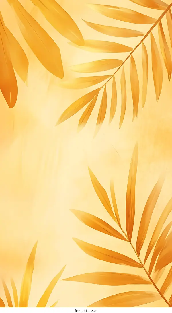 Golden Palm Leaves Watercolor Background