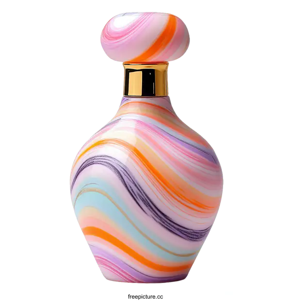 [Transparent Background PNG]Colorful Perfume Bottle with Abstract Design