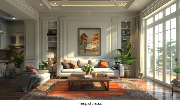Luxury Living Room Interior Design with Modern Furniture and Beautiful Decor