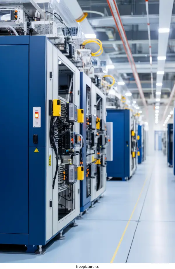 Blue Server Cabinets in a Data Center