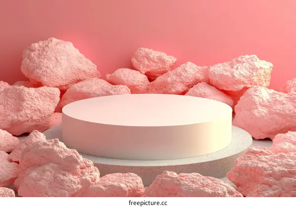 Pink Rock Display Podium Mockup