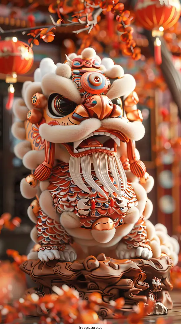 Chinese New Year Lion Dance Statue