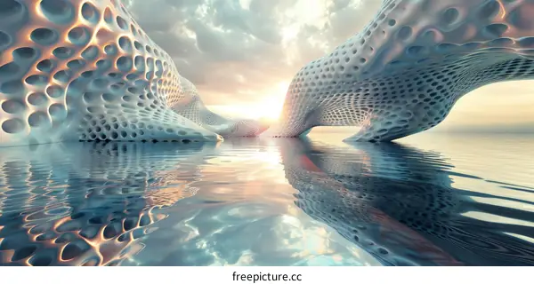 Surreal Futuristic Seascape with Alien Structures