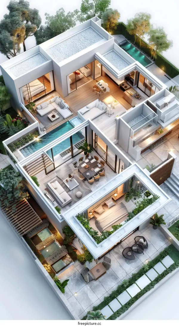 Modern House Floor Plan Design Illustration