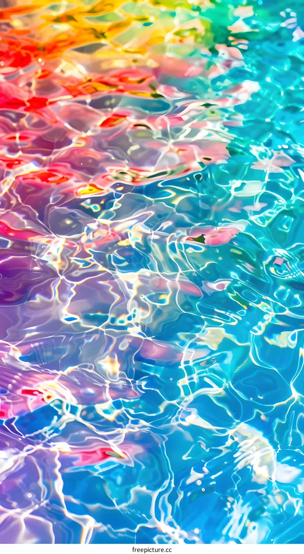 Abstract Water Surface with Rainbow Colors
