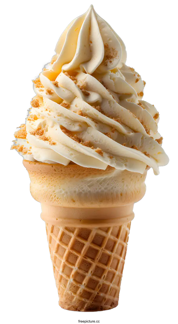 [Transparent Background PNG]Close-up of a vanilla soft serve ice cream cone
