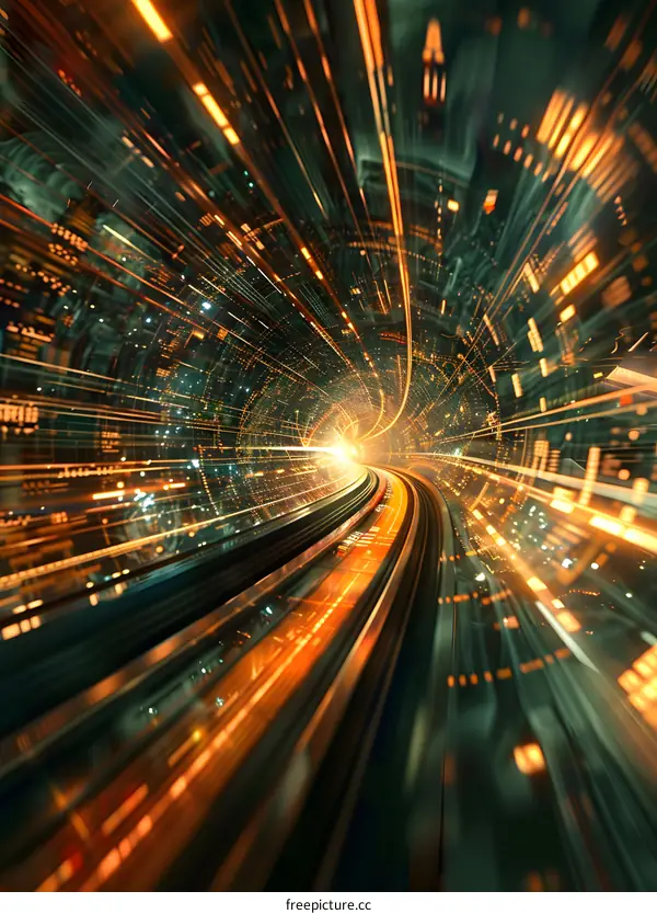 Futuristic tunnel of light and technology