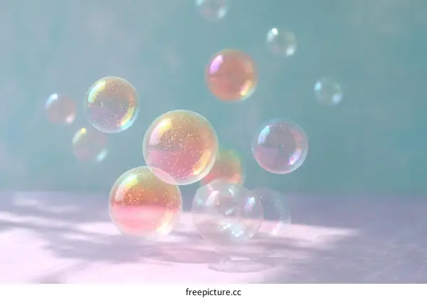Colorful Soap Bubbles Floating in the Air