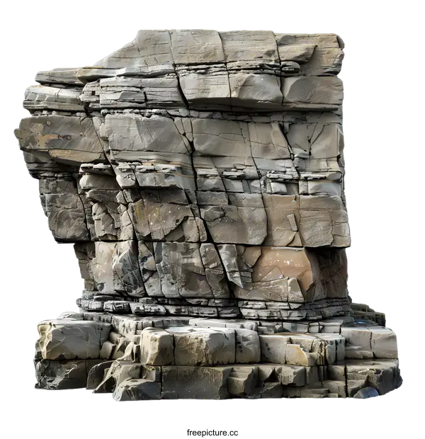[Transparent Background PNG]Isolated Rocky Cliff Face Against White Background