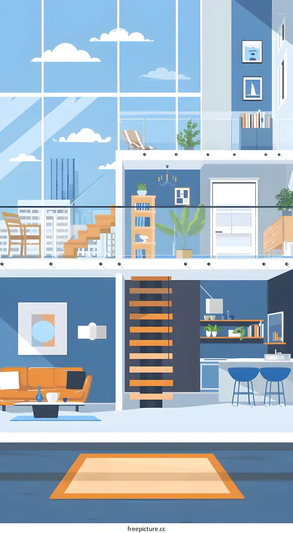 Modern Interior Design of a Penthouse Apartment with a View