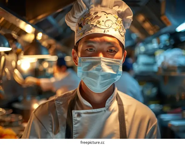 Portrait of a Chef in a Busy Kitchen