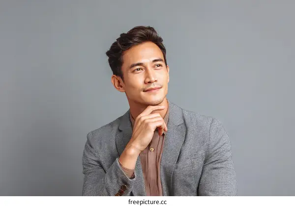 Thoughtful Asian Businessman Portrait