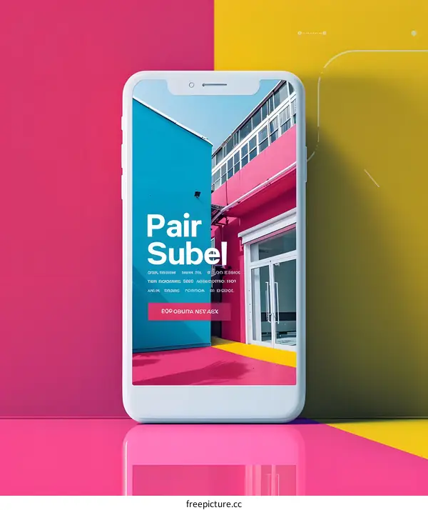 Smartphone Mockup with Colorful Building Background
